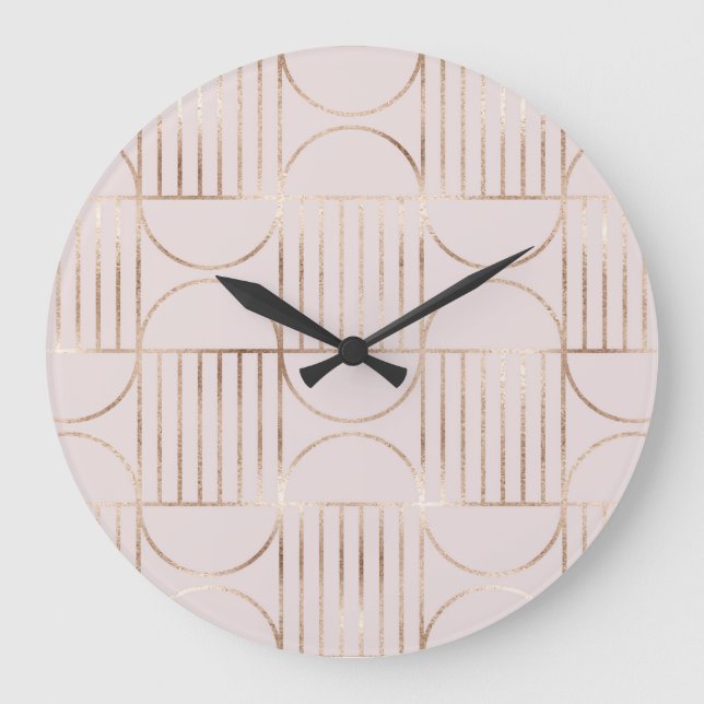 Reloj Redondo Grande Formas de oro: patrón moderno de mediados de siglo (Anverso)