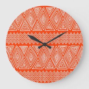 Reloj Redondo Grande Formas folclóricas, geométricas y sin costura.