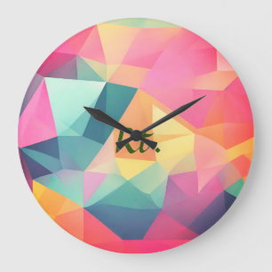 Reloj Redondo Grande Formas geométricas abstractas coloridas añaden nom
