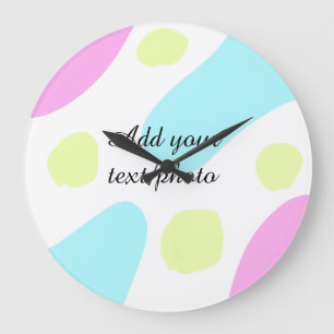 Reloj Redondo Grande Formas geométricas abstractas pastel agregar nombr