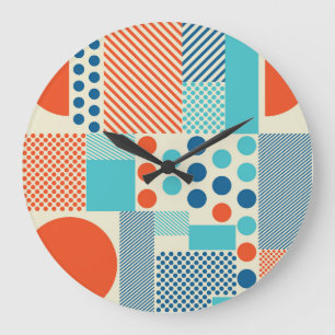 Reloj Redondo Grande Formas geométricas, patrón de arte moderno.
