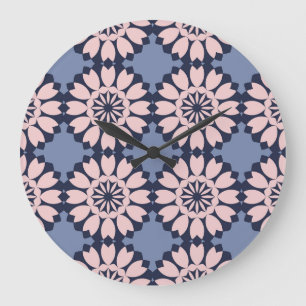 Reloj Redondo Grande Formas Geométricas: Patrón Decorativo Sin Margen.
