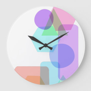 Reloj Redondo Grande Formas geométricas simples de color pastel asimétr