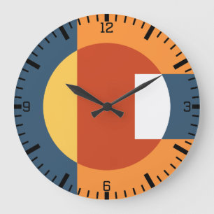 Reloj Redondo Grande Formas geométricas superpuestas - Estilo retro