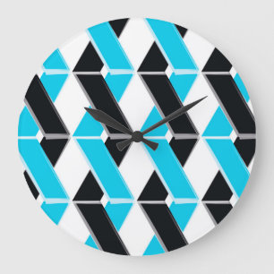 Reloj Redondo Grande Formas geométricas trenzadas azules, intrépidas,