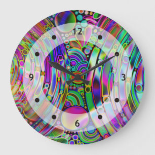 Reloj Redondo Grande Formas muy coloridas abstractas art. 1