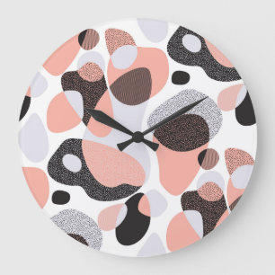Reloj Redondo Grande Formas Naturales: Textura Geométrica Sin Marea.
