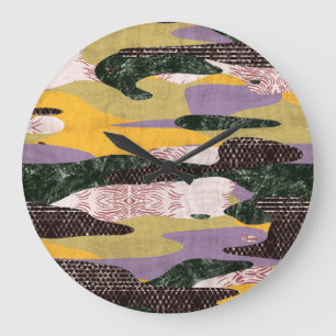 Reloj Redondo Grande Formas para camo: Montaje de colores vivos.