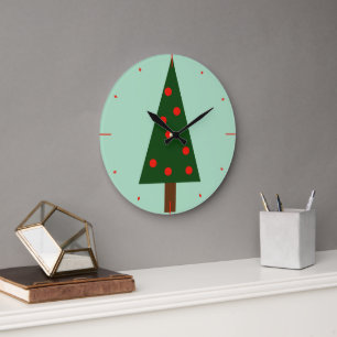 Reloj Redondo Grande Formas simples árbol de Navidad
