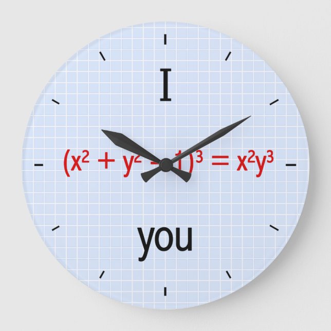 Reloj Redondo Grande Fórmula del amor de la matemáticas (Anverso)