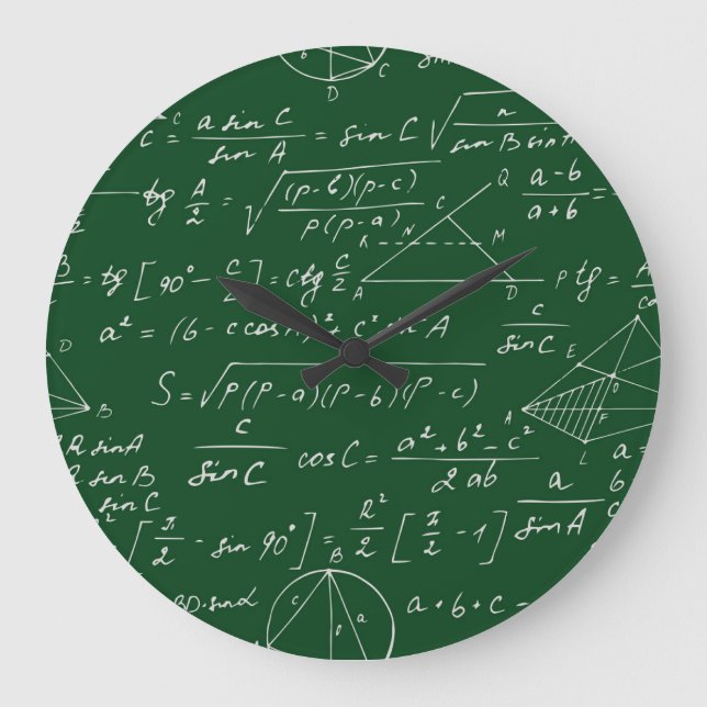 Reloj Redondo Grande Fórmulas de trigonometría patrón geométrico de piz (Anverso)