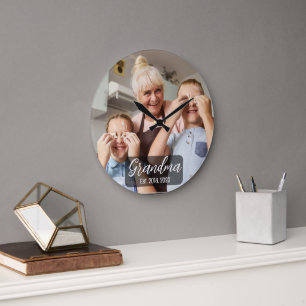 Reloj Redondo Grande Foto con guion de Abuela Est.