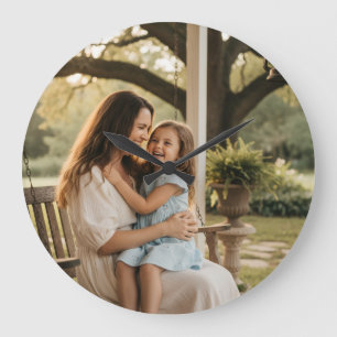 Reloj Redondo Grande Foto de amor de madre e hija regalo del día de la 