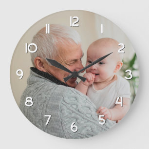 Reloj Redondo Grande Foto de familia de abuelo y nieto