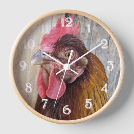 Reloj Redondo Grande Foto de gallina roja
