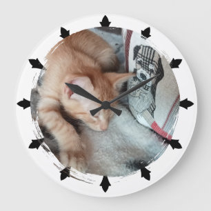 Reloj Redondo Grande Foto de gato, Humor, reemplazable, Redondo 