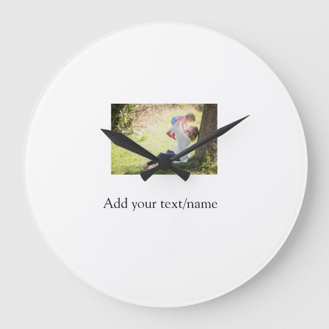 Reloj Redondo Grande Foto de la familia de la hija madre añadir el nomb (Anverso)