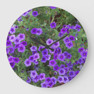 Reloj Redondo Grande Foto de las flores púrpuras del Phlox en a