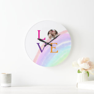 RELOJ REDONDO GRANDE FOTO DE LETRA DE ARCO IRIS DE AMOR REGALOS ORGULLO