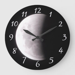 Reloj Redondo Grande Foto de Luna Llena de Eclipse Lunar Total