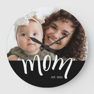 Reloj Redondo Grande Foto de mamá y bebé Año de establecimiento persona