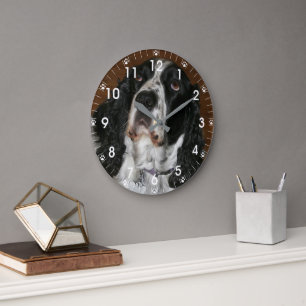 Reloj Redondo Grande Foto de mascota de English Springer Spaniel