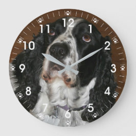Reloj Redondo Grande Foto de mascota de English Springer Spaniel