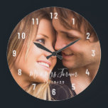 Reloj Redondo Grande Foto de pareja de Personalizados Fecha establecida<br><div class="desc">Crea tu propio recordatorio romántico con este hermoso reloj. Edite los nombres y la fecha del aniversario con sus propios detalles y cargue su foto favorita de pareja. Esta foto es para propósitos de demostración solamente. Foto Pareja Personalizado Fecha establecida Reloj grande.</div>