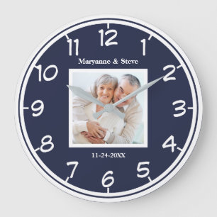 Reloj Redondo Grande Foto de parejas modernas en aniversario de bodas