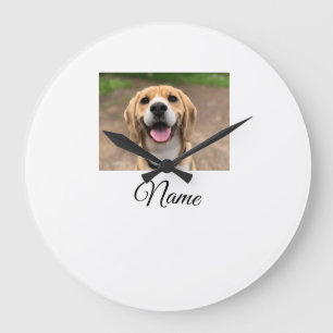 Reloj Redondo Grande Foto de perro gato añadir nombre mascota personali