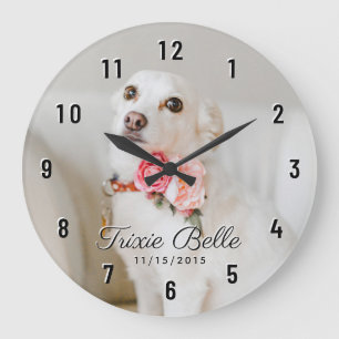 Reloj Redondo Grande Foto de perro personalizada