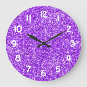 Reloj Redondo Grande Foto de purpurina falsa femenina
