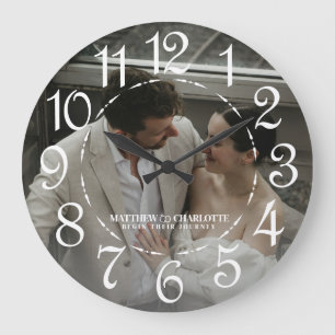 Reloj Redondo Grande Foto de recién casados