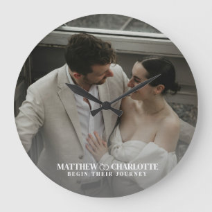 Reloj Redondo Grande Foto de recién casados