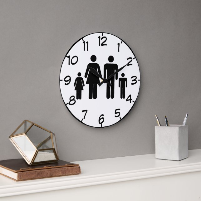 Reloj Redondo Grande Foto De Su Familia En Una (Oficina)