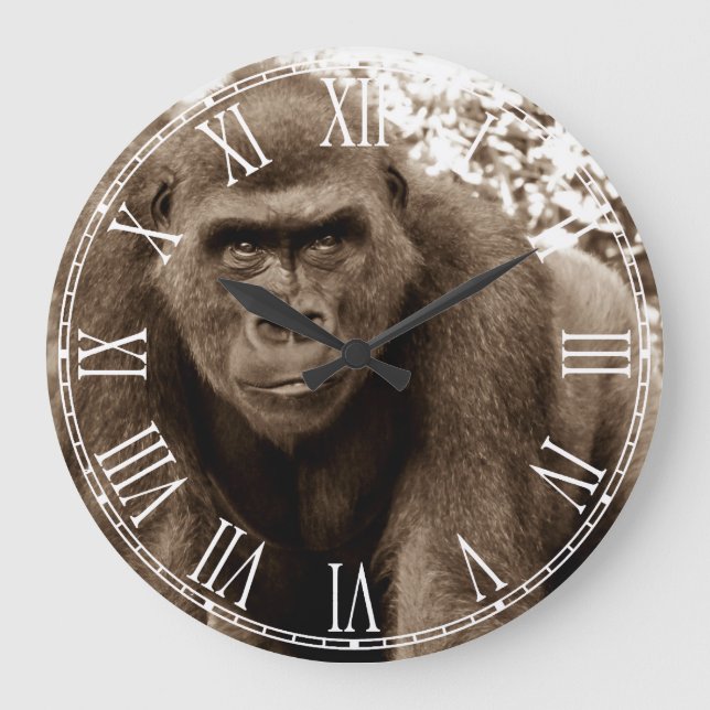 Reloj Redondo Grande Foto del animal de la fauna del primate del mono (Anverso)
