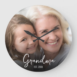 Reloj Redondo Grande Foto del año de abuela establecida personalizable
