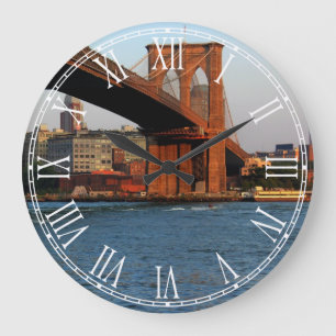 Reloj Redondo Grande Foto del puente de Brooklyn en NYC