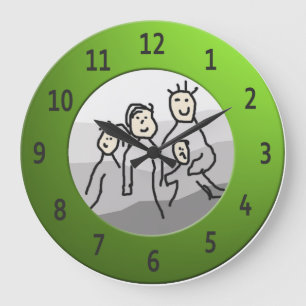 Reloj Redondo Grande Foto enmarcada verde redondeada personal