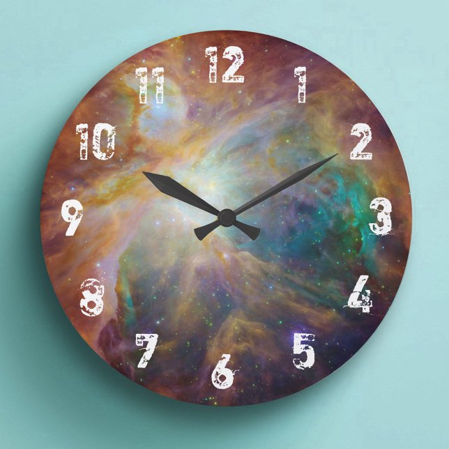 Reloj Redondo Grande Foto espacial celestial Orion Nebula (Orion Nebula Numbers Celestial Space Photo Large Clock)
