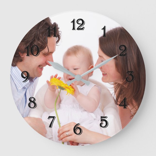 Reloj Redondo Grande Foto personalizada (Anverso)