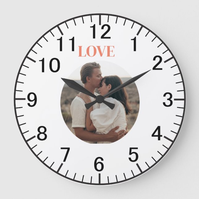 Reloj Redondo Grande Foto personalizada (Anverso)