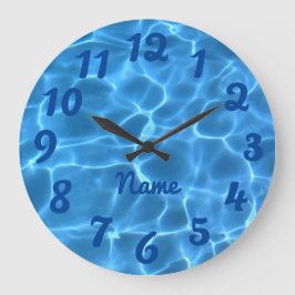 Reloj Redondo Grande Foto personalizada con números azules profundos