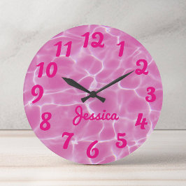 Reloj Redondo Grande Foto personalizada con números en rosa caliente
