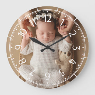 Reloj Redondo Grande Foto personalizada de bebé recién nacido, pared mi