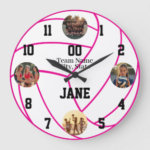Reloj Redondo Grande Foto personalizada de voleibol jugador habitación