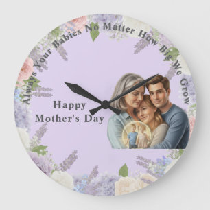 Reloj Redondo Grande foto personalizada del día de la madre