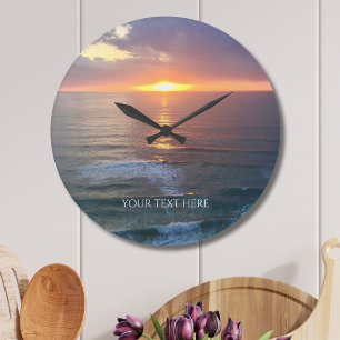 Reloj Redondo Grande Foto personalizada y texto personalizado