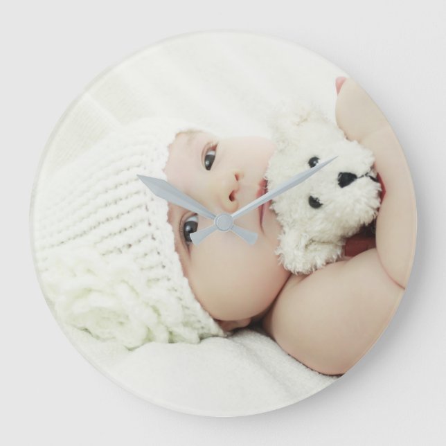 Reloj Redondo Grande Foto personalizado (Anverso)