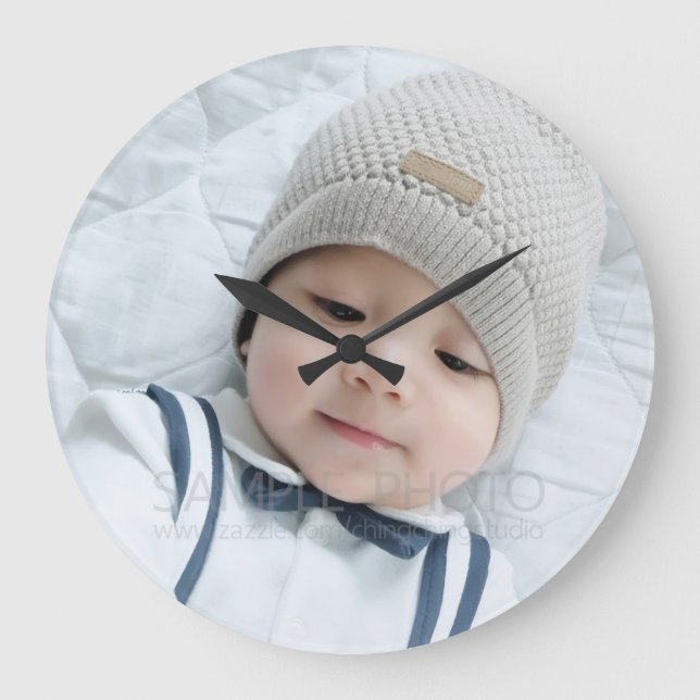 Reloj Redondo Grande Foto personalizado (Anverso)